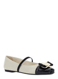 Zina White Ballet Flats with Band and Knot Detail Logo on the Front in Leather Woman Lamb Calf Ballerinas