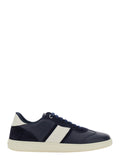 Blue Achille Low Top Sneakers with Contrast Heel and Logo Lettering on the Tongue in Leather for Men Blu Calf