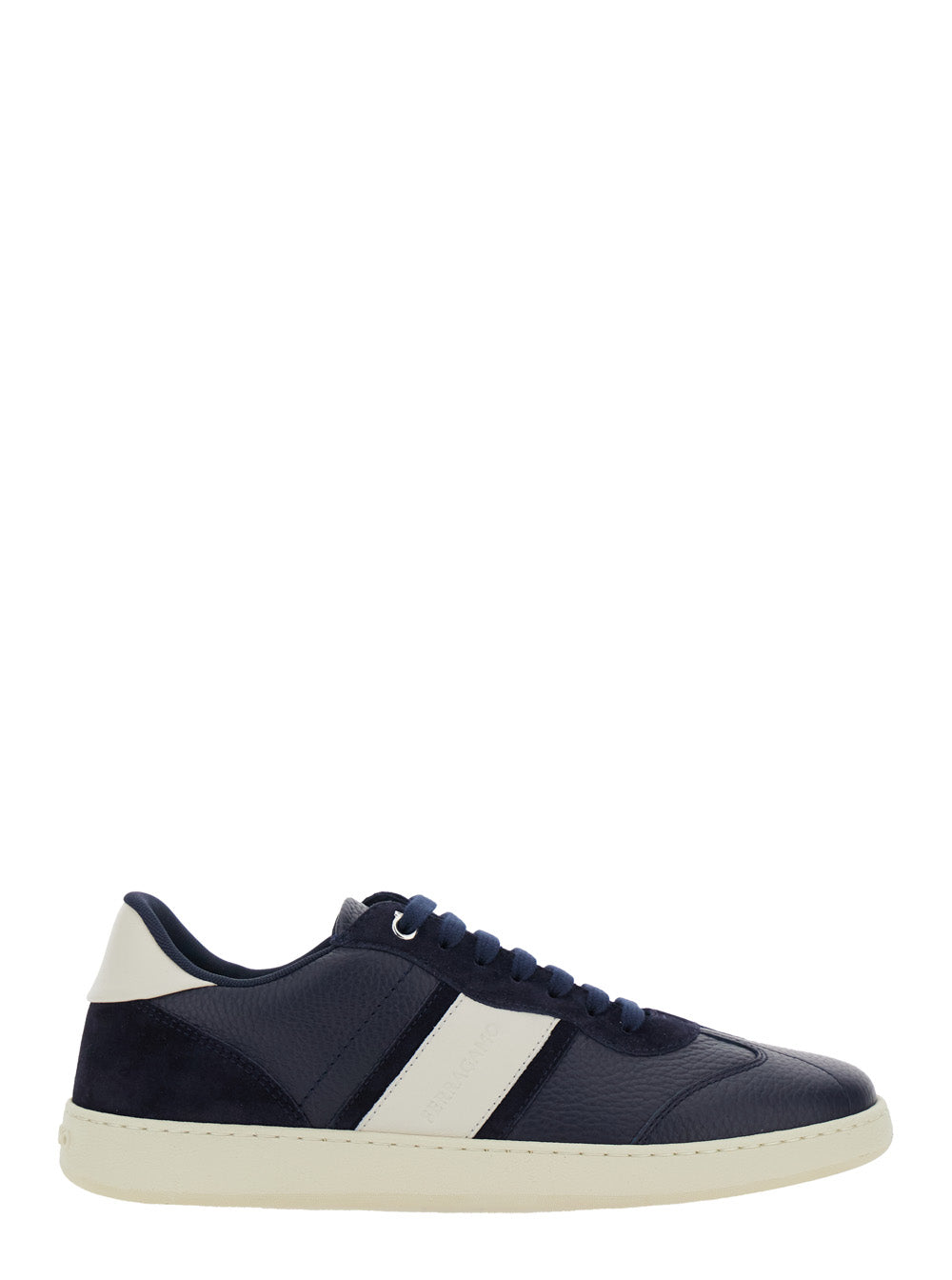 Blue Achille Low Top Sneakers with Contrast Heel and Logo Lettering on the Tongue in Leather for Men Blu Calf