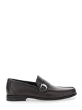 Brown Loafers with Gancini Detail on the Side in Leather Man Calf
