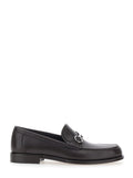 Brown Loafers with Metallic Gancini Detail on the Front in Leather Man Calf