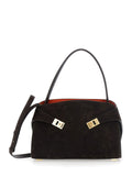 Crossbody bag Hug Croco with Adjustable Strap and Crocodile-embossed Leather Effect in Brown Suede for Women Goat Shoulder