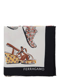 Multicolor Scarf with All-Over Printed Motif and Lettering Logo In Silk for Women Scarfs Foulards