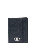 Blue Cardholder with Gancini Metal Logo on the Front in Leather for Men Blu Calf Products