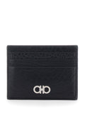 Black Cardholder with Gancini Plaque on the Front in Leather Man Calf Products