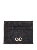 Revival Black Cardholder with Gancini buckle on the front in Leather Man Calf Products