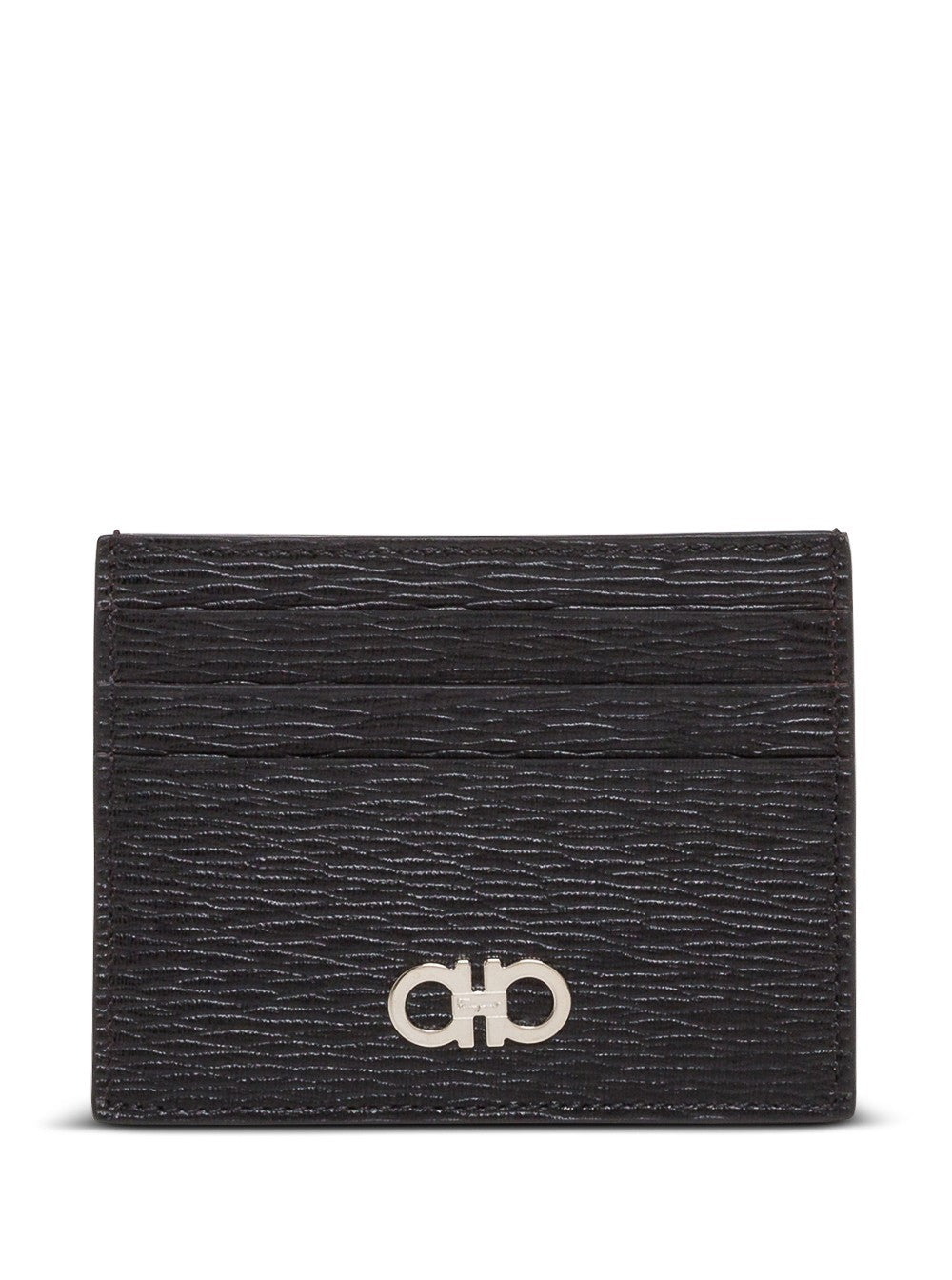 Revival Black Cardholder with Gancini buckle on the front in Leather Man Calf Products