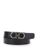 Black Reversible Belt With Gancini Buckle Leather For Men