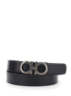 Black Reversible Belt With Gancini Buckle Leather For Men