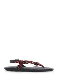 Flo Bordeaux Sandals With Straps And Ankle Strap Leather Blend Woman Flat Shoes