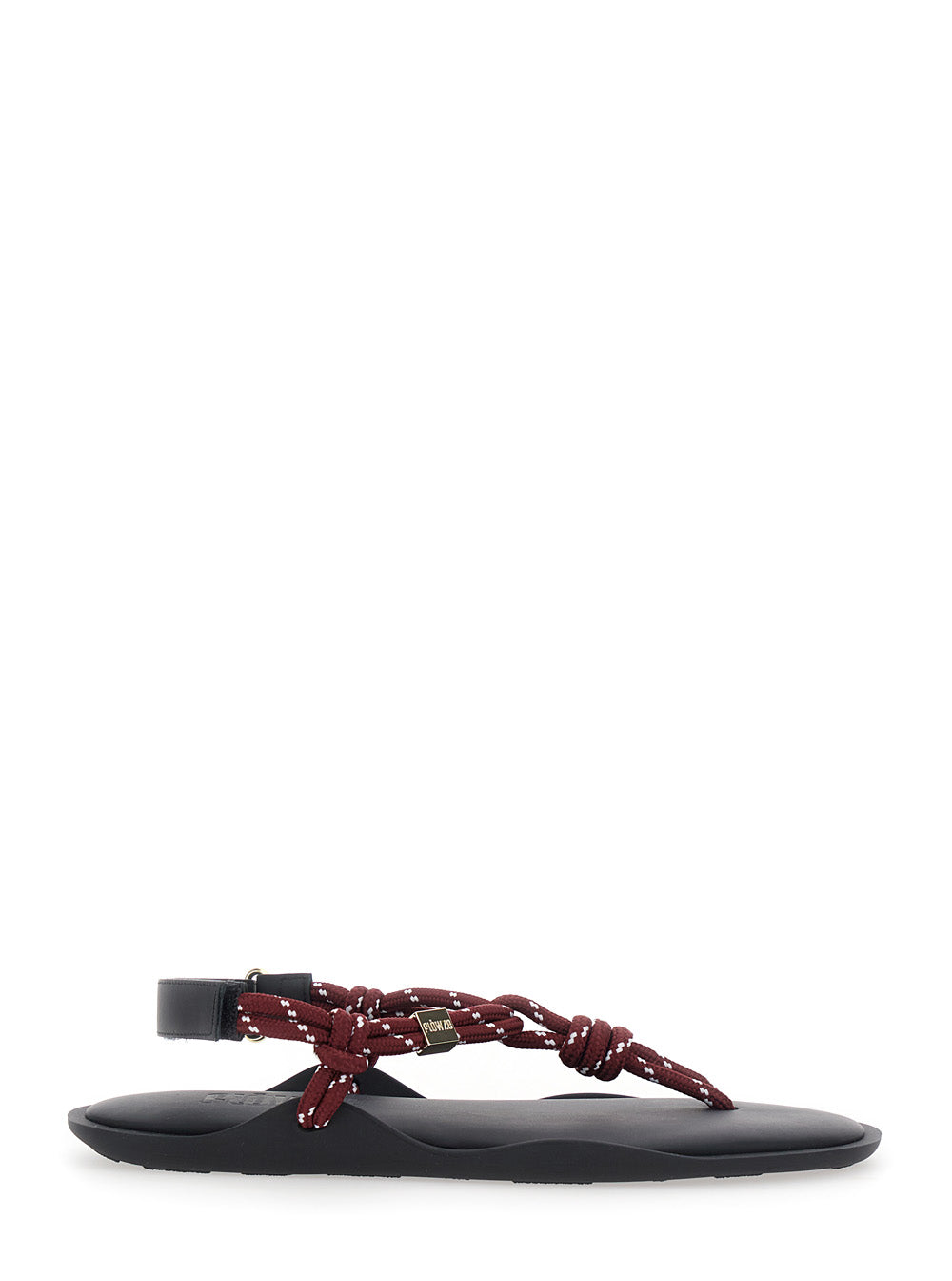 Flo Bordeaux Sandals With Straps And Ankle Strap Leather Blend Woman Flat Shoes