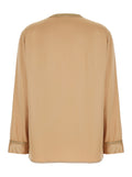 Beige Womens Jacket with Contrast Finishes and Hook Closure in Viscose Blend Acetate Blazers
