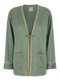 Jacket with Contrast Finishes and Hook Closure on the Front in Green Viscose Blend for Women Acetate Blazers