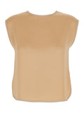 Sleeveless Top Beige with V-Neck on the Back in Viscose Blend for Women Acetate Tops