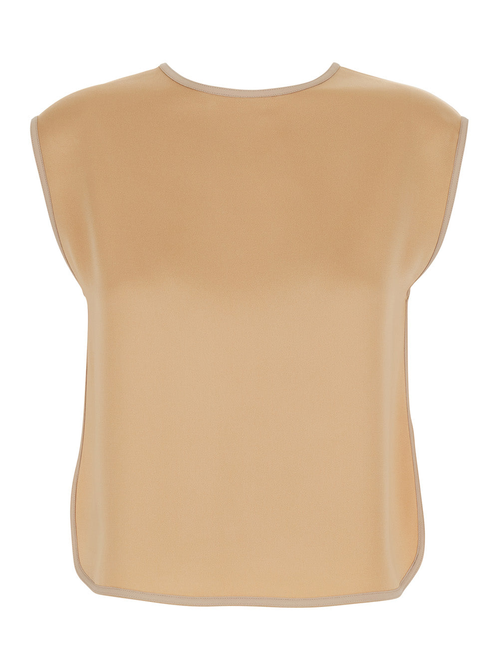 Sleeveless Top Beige with V-Neck on the Back in Viscose Blend for Women Acetate Tops