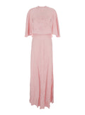 Pink Long Dress With All-Over Floral Embroidery And Coordinated Cape Viscose Women