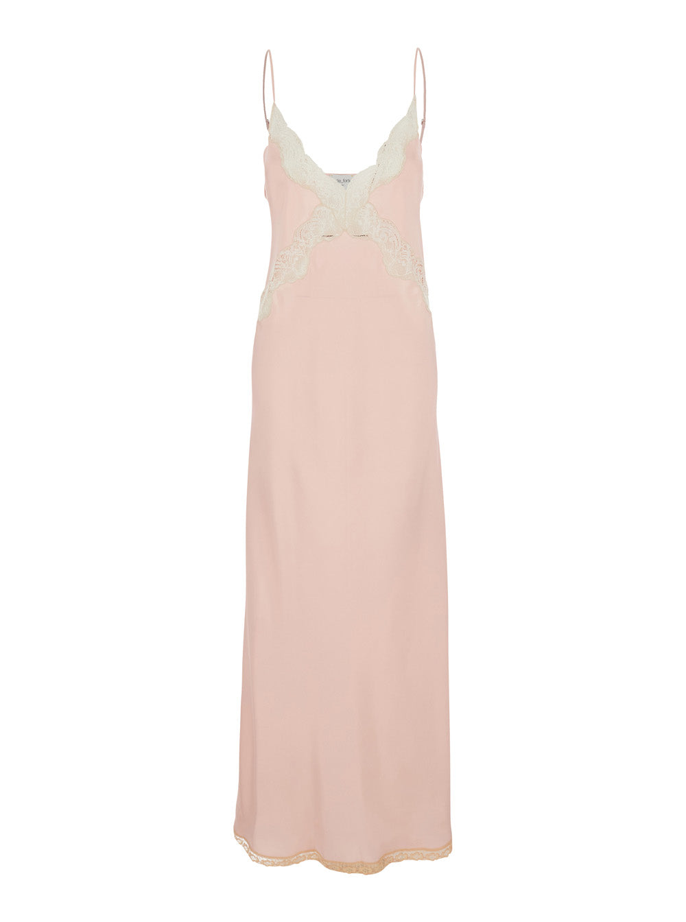Long Chic Dress With Pink Lace Viscose For Women
