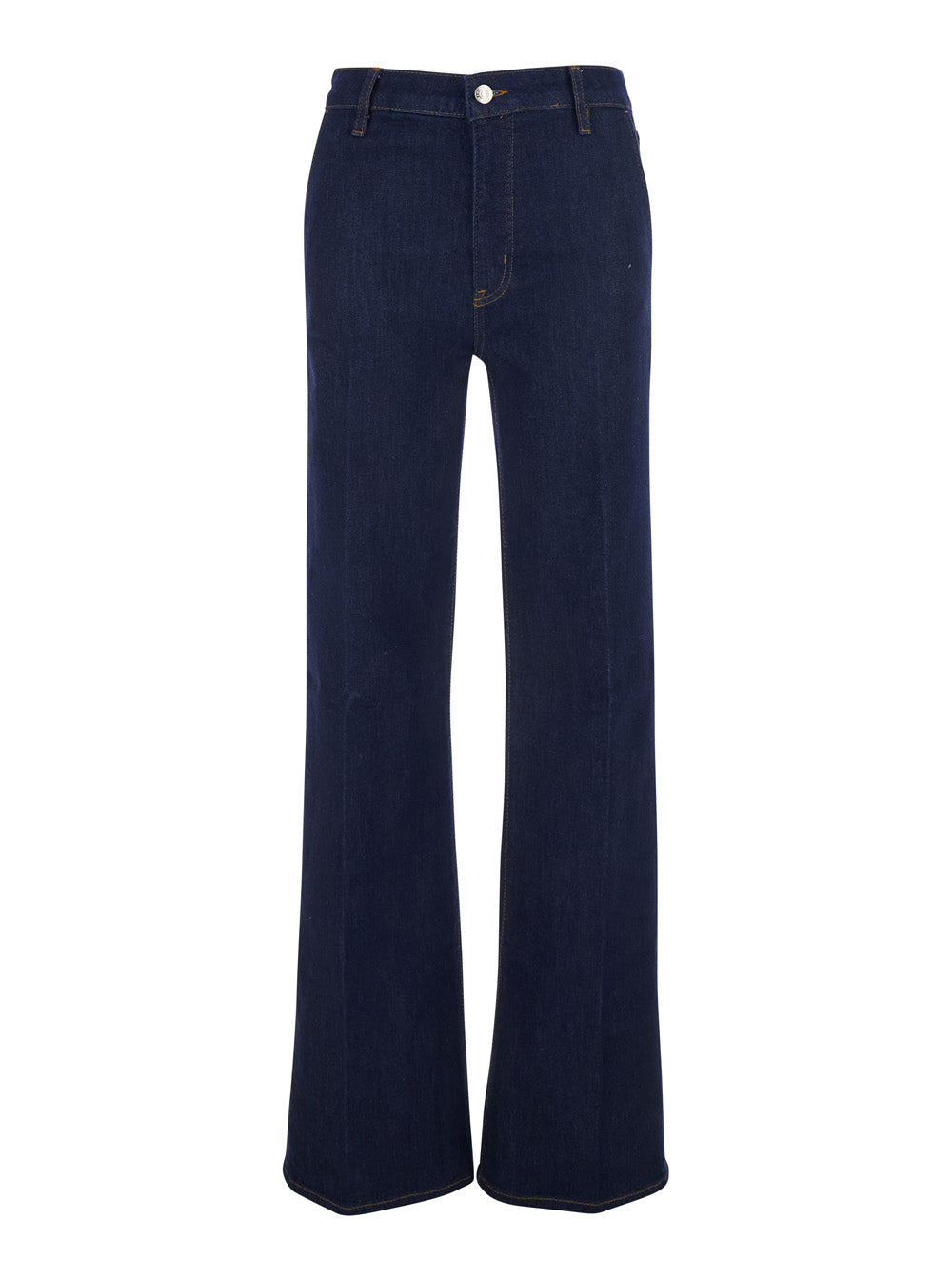 Jeans The Straight with High Waist and Five-Pocket Design in Blue Denim for Women Blu