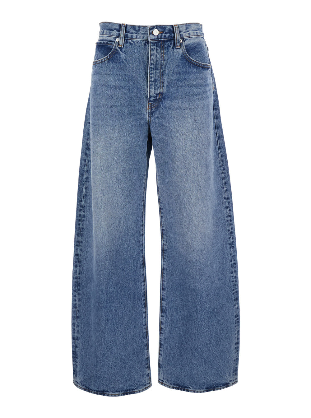 The Bow blue five-pocket jeans with faded effect in denim woman Blu Cotton