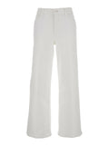 Jeans Le Slim Palazzo with Belt Loops and Wide Leg in White Denim for Women Cotton Rayon Elastane