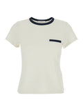 white crew neck T-shirt in cotton woman Tshirts And Polo Shirts