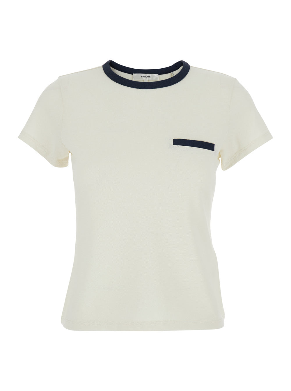 white crew neck T-shirt in cotton woman Tshirts And Polo Shirts