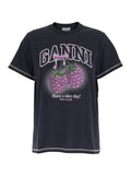Basic Cotton Jersey Raspberry Print Black Tshirts And Polo Shirts