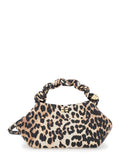 Small Bou Handbag with Woven Handle and All-Over Animalier Motif in Brown Fabric for Women Polyester Polyurethane Hand Bags