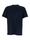 Blue Crew Neck T-shirt with Raised Collar in Cotton for Men Blu Tshirts And Polo Shirts
