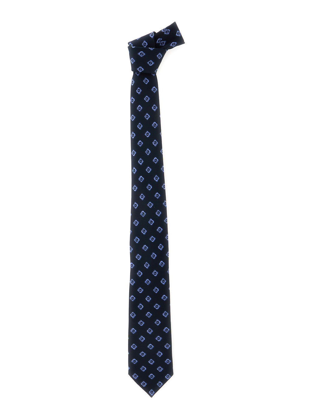 Blue Silk Tie with All-Over Logo Print Man Blu Papillon And Ties