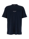 Blue T-Shirt with Raised Collar and Logo on the Front in Cotton Man Blu Tshirts Polo Shirts