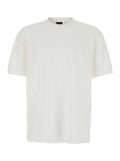 White Crew Neck T-Shirt with Logo on Front in Tech Fabric Stretch Man Elastane Polyamide Tshirts And Polo Shirts