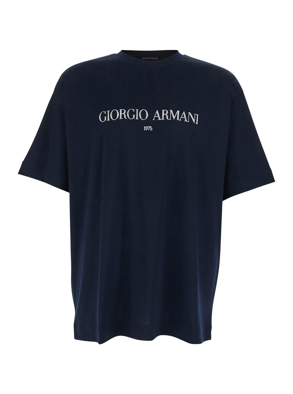 Blue Crew Neck T-Shirt with Logo Lettering on the Front in Cotton for Men Blu Tshirts And Polo Shirts
