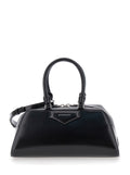 Black Small Antigona East West Handbag with Adjustable and Removable Shoulder Strap Lettering Logo on the Front in Leather for Women Calf Hand Bags