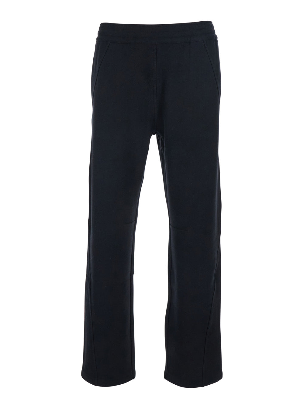 Black Pants with Elastic Waist and Embroidered Logo on the Back in Cotton for Men Trousers