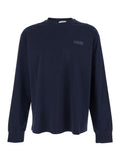 Blue Long-Sleeved T-Shirt with Logo Patch on the Chest in Cotton for Men Blu Tshirts And Polo Shirts