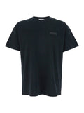 Black T-Shirt with Logo Patch on the Front in Cotton for Men Tshirts And Polo Shirts