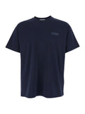 Blue Crew Neck T-Shirt with Logo Patch on the Front in Cotton for Men Blu Tshirts And Polo Shirts