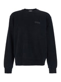Black Crewneck Sweatshirt with Logo Patch on the Front in Cotton for Men Sweatshirts