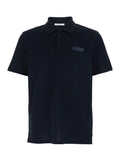 Blue Polo with Classic Collar and Logo Patch on Front in Cotton for Men Blu Tshirts Shirts