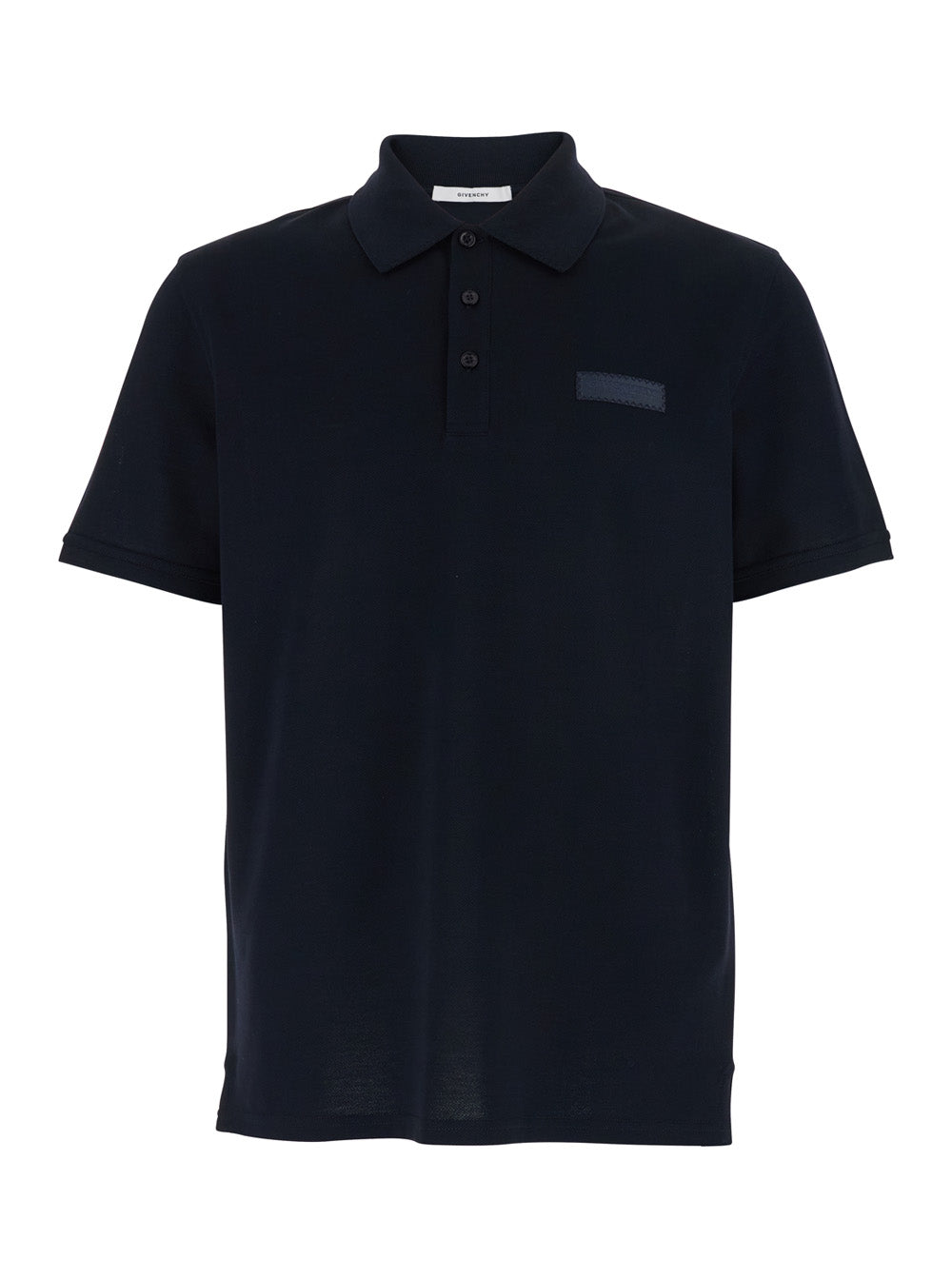 Blue Polo with Classic Collar and Logo Patch on Front in Cotton for Men Blu Tshirts Shirts