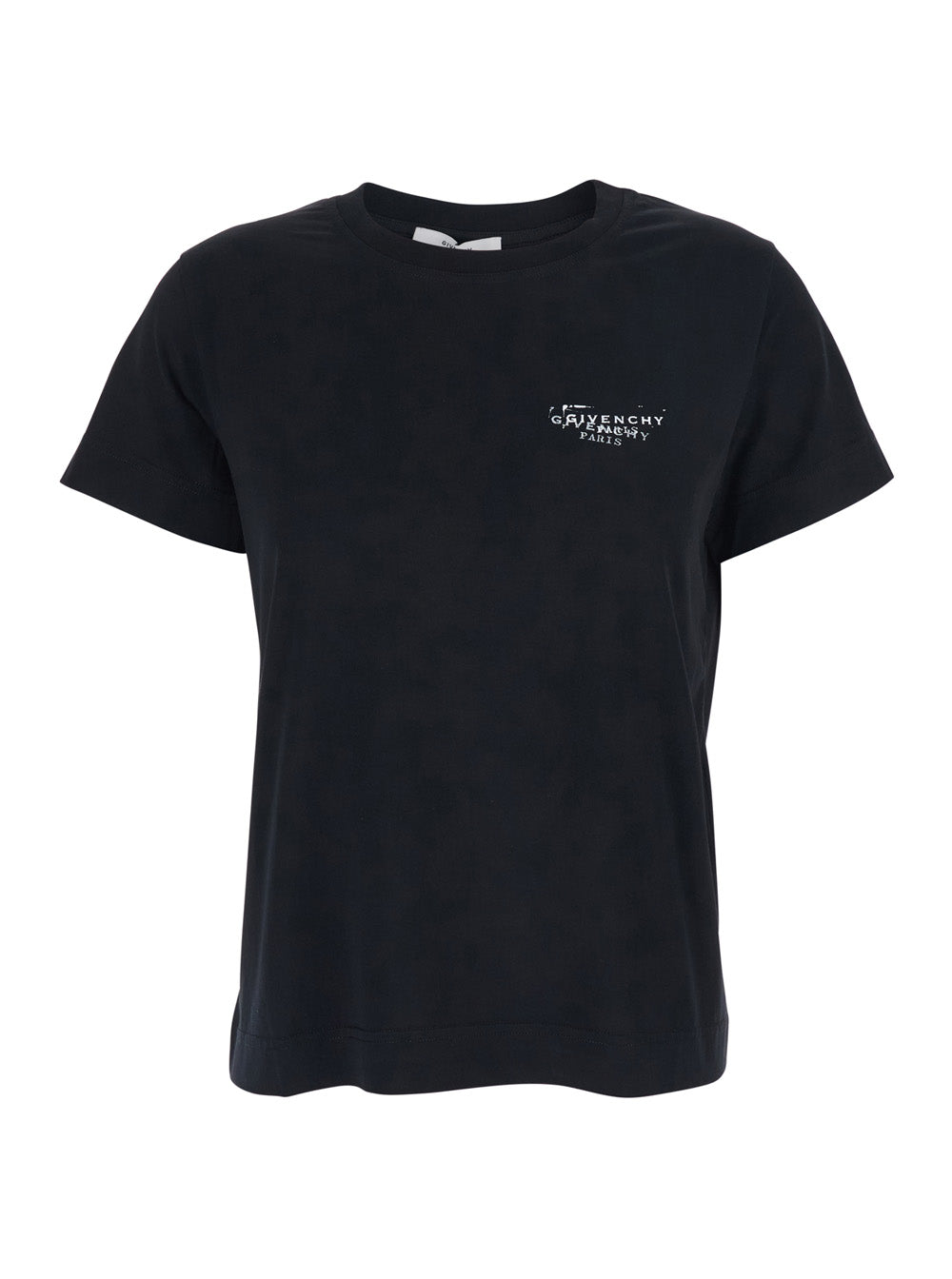 Black T-Shirt with Logo on Front and Back for Women Cotton Tshirts Polo Shirts