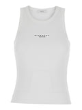 White Sleeveless Top with Logo Lettering on the Front in Stretch Cotton for Women Elastane Tops