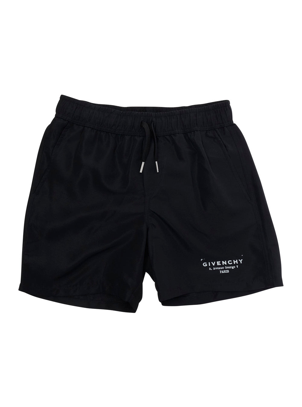 Black SURFER Shorts with Elastic Waist in Polyester for Kids And Bermuda