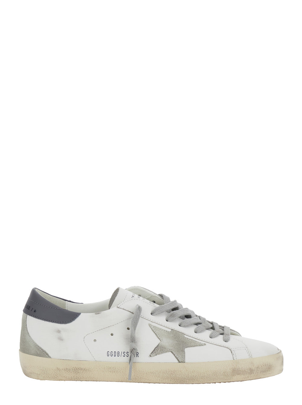 Low Sneakers Superstar Vintage Effect with Gray Pull-tab in White Leather for Men Cow