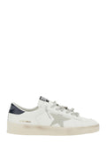 White Sneakers with Star Detail in Leather Man Cow