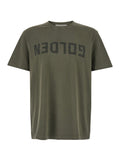Green T-Shirt with Front Logo and Patch in Cotton for Men Tshirts Polo Shirts