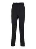 Black Wool and Satin Trousers with Button Closure Star Logo Detail on the Back for Men Virgin