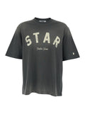Mens Gray Cotton Crew Neck T-Shirt with Front Print Grey Tshirts And Polo Shirts