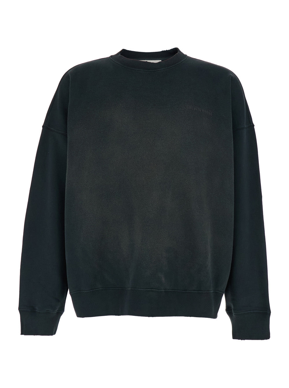 Crewneck Sweatshirt with Logo Lettering on the Front and Bleached Effect in Gray for Men Grey Cotton Sweatshirts